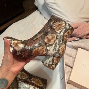 Chinese laundry snakeskin booties